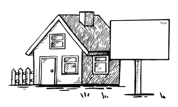 Vecteur dessin de signe de maison immobilière