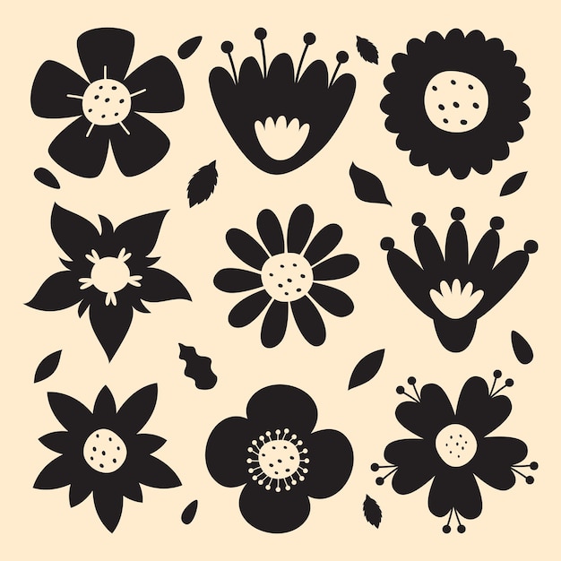 Dessin De Silhouette De Fleurs Et De Plantes