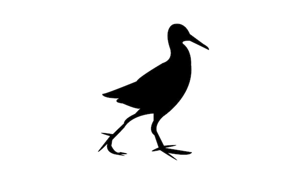 Dessin de silhouette d'oiseau ferroviaire africain et illustration vectorielle