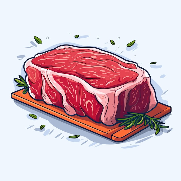 Un dessin d'un steak avec un morceau de viande dessus