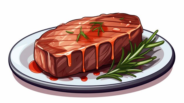 Vecteur un dessin d'un steak avec une sauce dessus