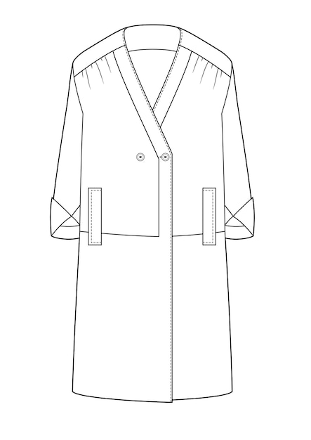 dessin de style de mode dessiné à la main manteau de tissu veste contour d'illustration de tranchée