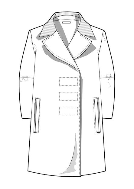 dessin de style de mode dessiné à la main manteau de tissu veste contour d'illustration de tranchée
