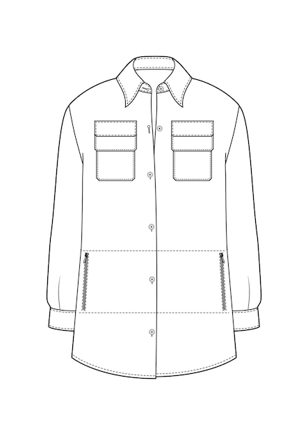 dessin de style de mode dessiné à la main tissu illustration de contour de chemise élégante
