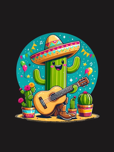 Vecteur dessin de t-shirt à cactus vectoriel