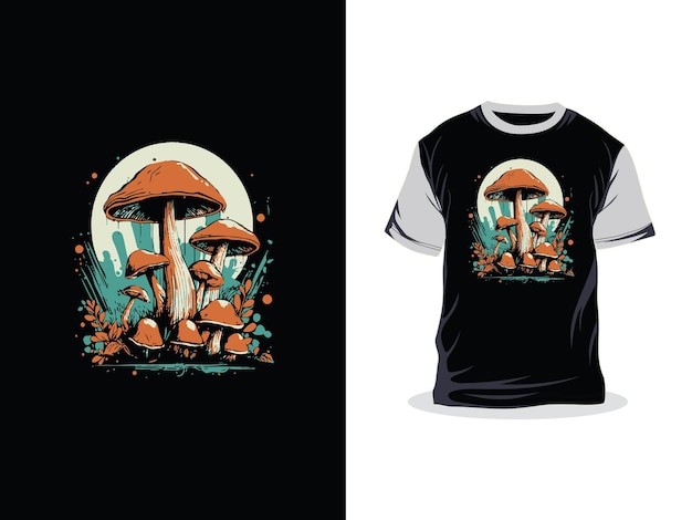 Vecteur dessin de t-shirt de sublimation hippie rétro aux champignons téléchargement gratuit