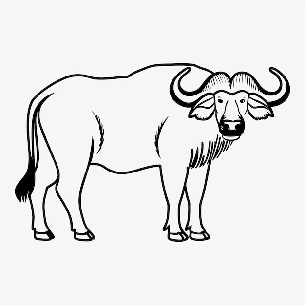 un dessin d'un taureau avec des cornes et un fond noir