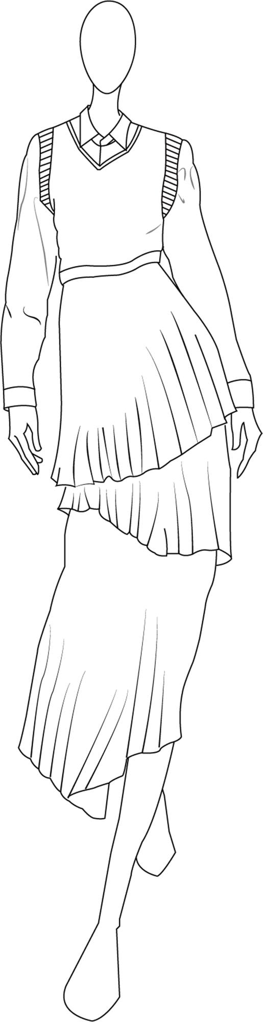 Vecteur dessin technique de la robe