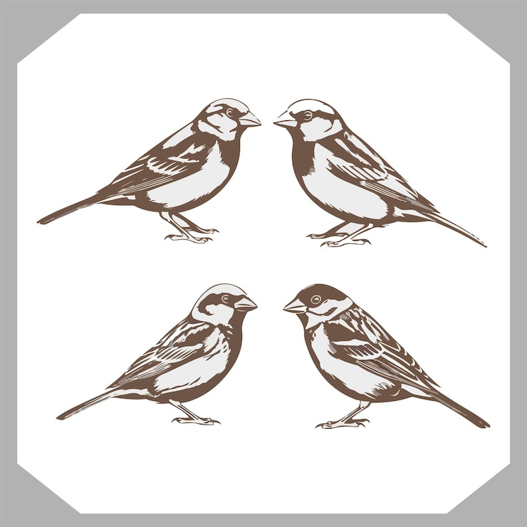 Vecteur un dessin de trois oiseaux avec un avec un à droite