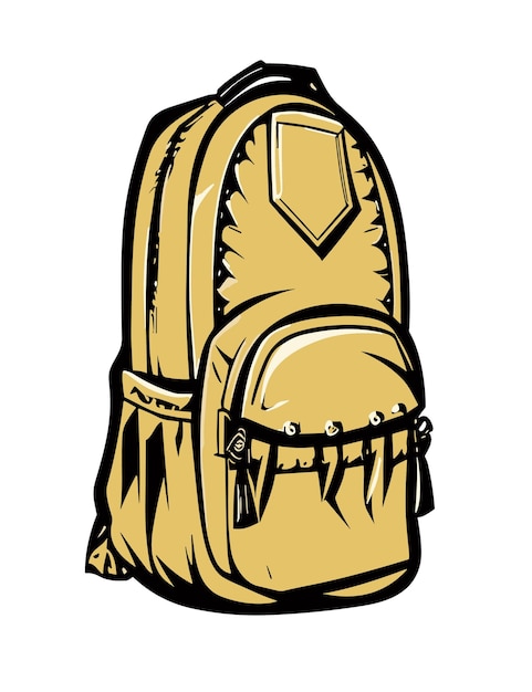 Dessin vectoriel 2D du sac scolaire de dessin animé