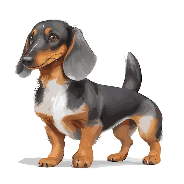Vecteur dessin vectoriel d'un chien dachshund avec des caractéristiques modifiables illustration de l'élément de conception