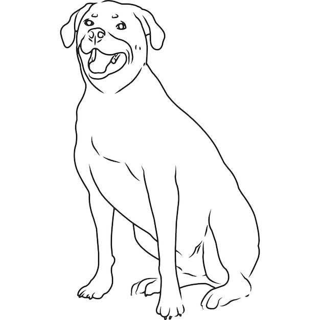 Vecteur dessin vectoriel esquissé à la main de chien rottweiler