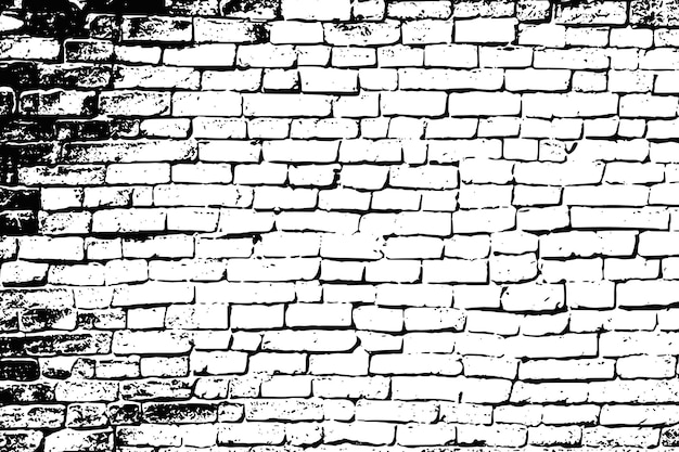 Dessin vectoriel d'un mur de briques en noir et blanc