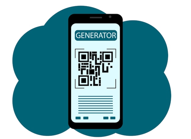 Dessin vectoriel d'un téléphone mobile avec une image sur l'écran d'un code QR. produire