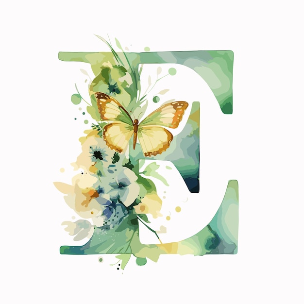 Vecteur dessin vert à l'alphabet à l'aquarelle