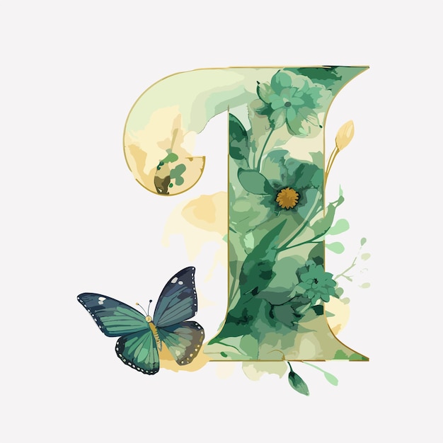 Vecteur dessin vert à l'alphabet à l'aquarelle