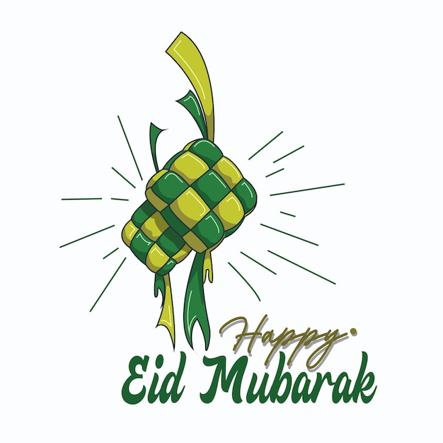 Vecteur le dessin vert et jaune dit eid al-fitr