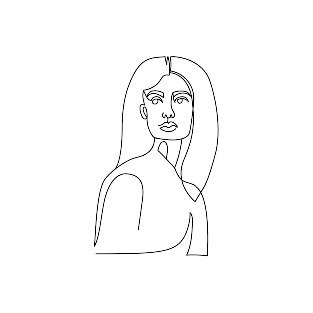 Dessin D'un Visage De Femme Dans Une Illustration De Mode De Style De Ligne Minimaliste Pour Les Cosmétiques Li Continu