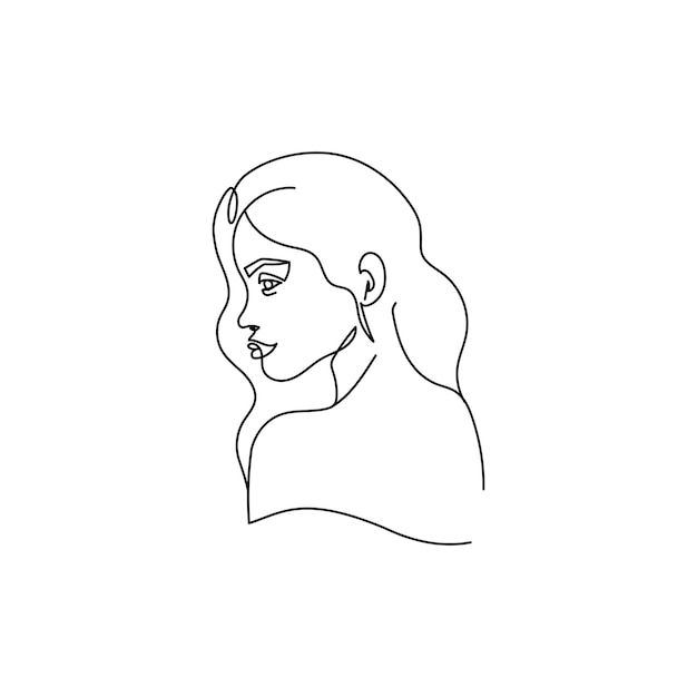 Dessin D'un Visage De Femme Dans Une Illustration De Mode De Style De Ligne Minimaliste Pour Les Cosmétiques Li Continu