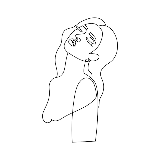 Dessin D'un Visage De Femme Dans Une Illustration De Mode De Style De Ligne Minimaliste Pour Les Cosmétiques Li Continu