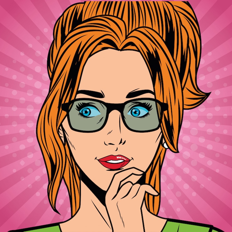Vecteur dessin de visage sexy femme pop art