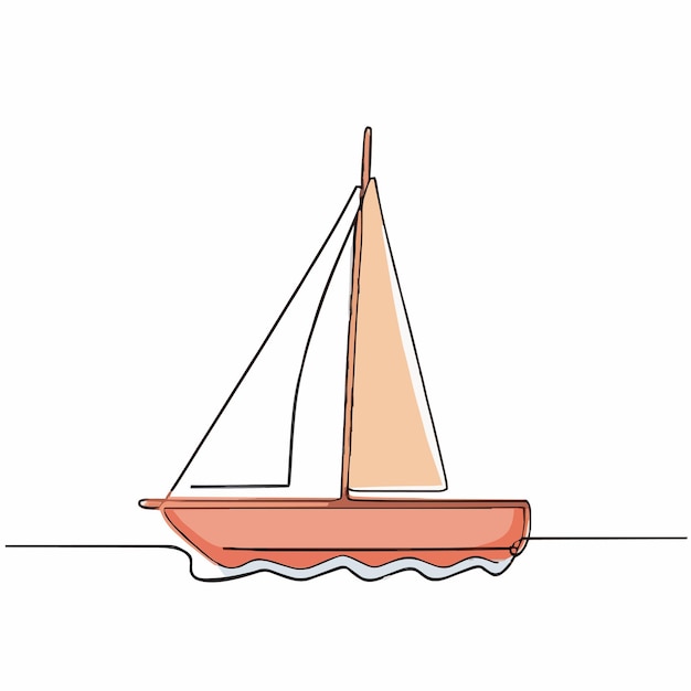 un dessin d'un voilier avec une voile sur le fond