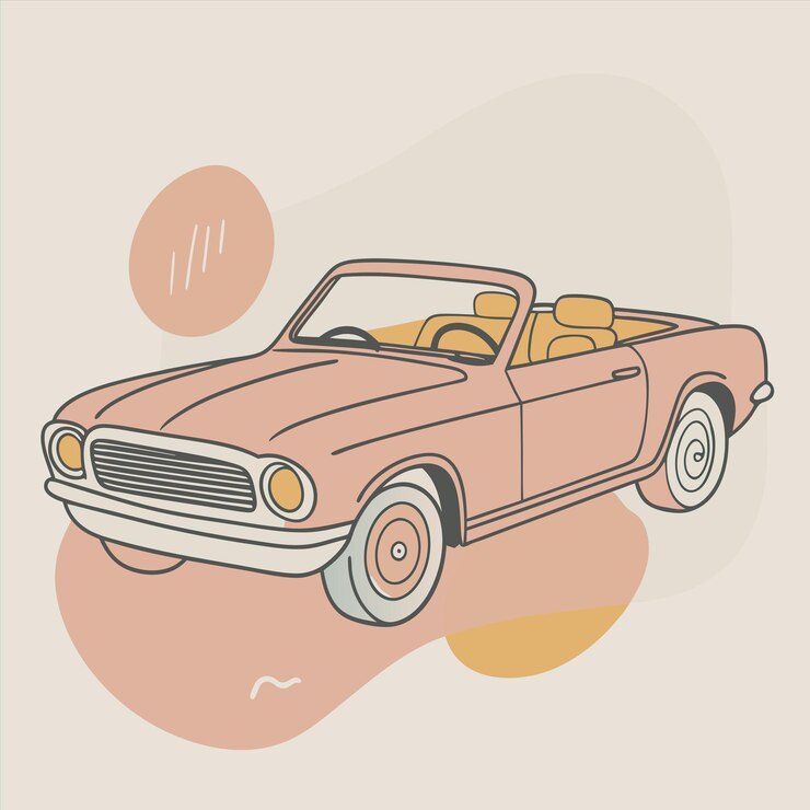 Vecteur un dessin d'une voiture avec le capot ouvert et le mot " voiture " sur elle
