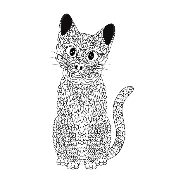 Dessiné à La Main De Chat Dans Un Style Zentangle