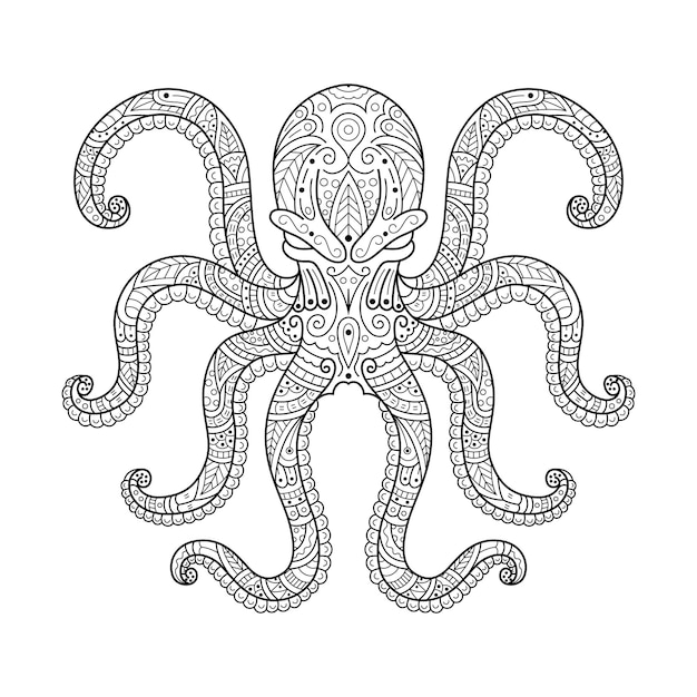 Dessiné à la main de kraken dans un style zentangle