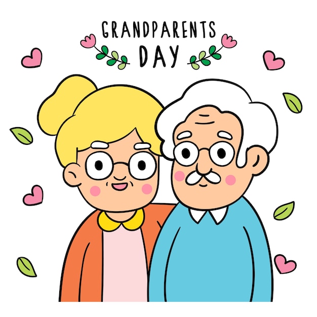 Dessine des styles de griffonnage de la journée des grands-parents.