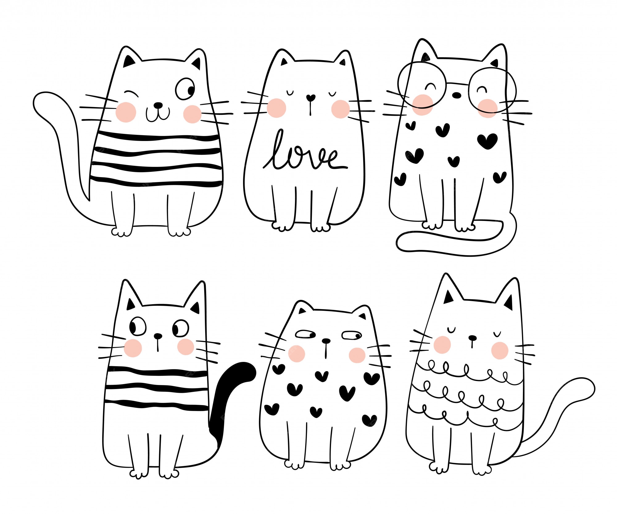Dessiner Un Chat Drole De Collection De Croquis Vecteur Premium Dessiner Un Chat Drole De Collection De Croquis Vecteur Premium