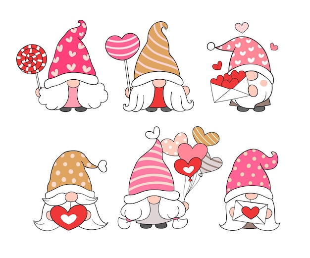 Dessiner Collection Valentines Gnomes Love Concept