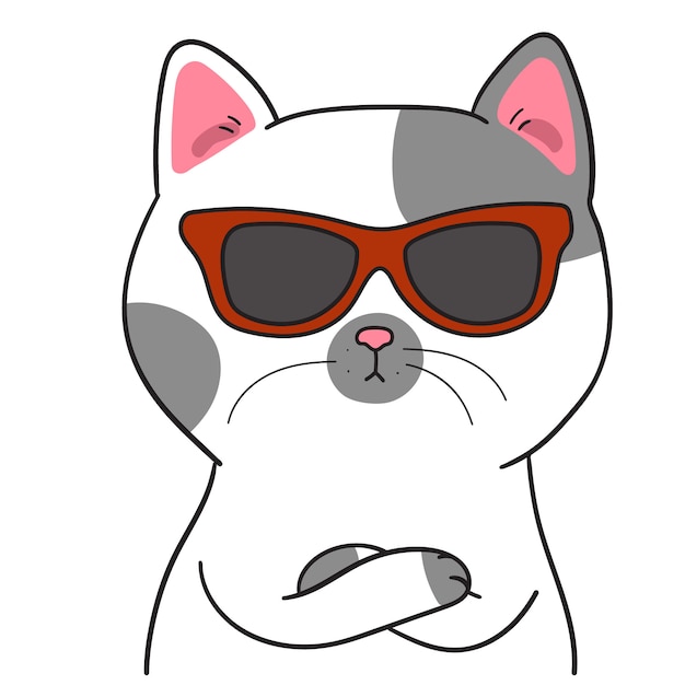 Dessiner Un Joli Chat Avec Des Lunettes De Soleil