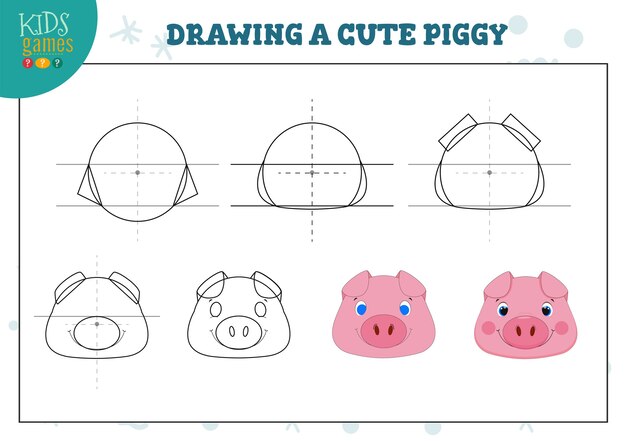 Dessiner Un Joli Exercice De Cochon Pour Les Enfants D'âge Préscolaire