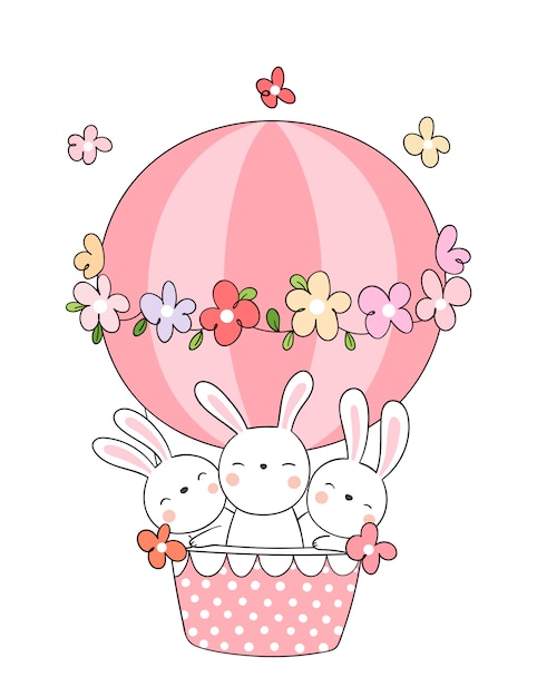 Dessiner Le Lapin En Ballon Rose Pour La Saison De Printemps.