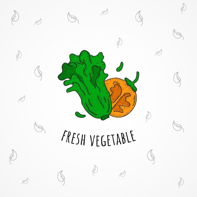 Dessiner à La Main Des Légumes Frais Pour Le Logo De La Ferme