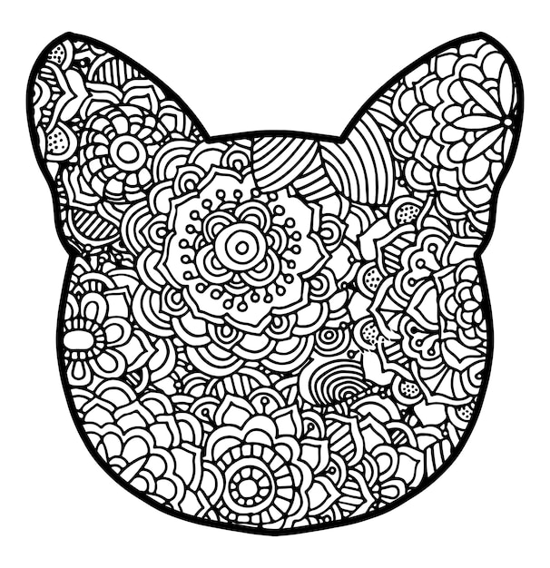 Dessiner Des Silhouettes De Chats à La Main Mandala Page De Coloriage