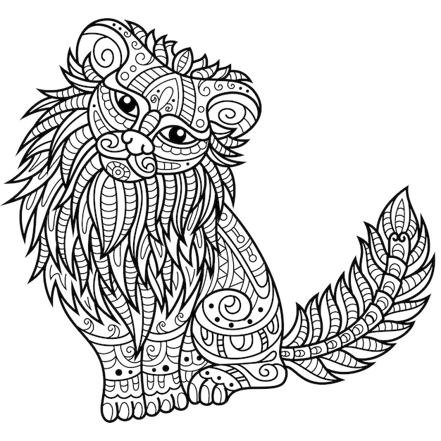 Dessinés à La Main De Chat Dans Un Style Zentangle