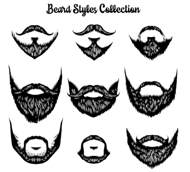 Dessinés à La Main De La Collection De Styles De Barbe