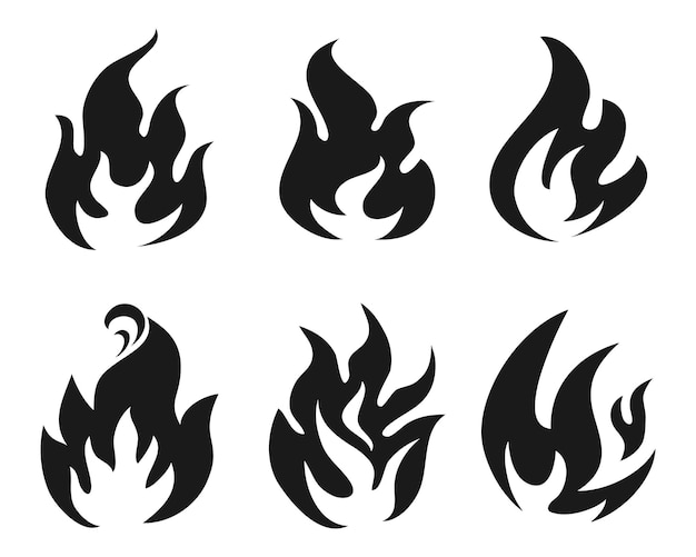 Dessinés à La Main Du Symbole D'icône De Flamme De Feu Isolé Sur Illustration D'icône Vectorielle Fond Blanc