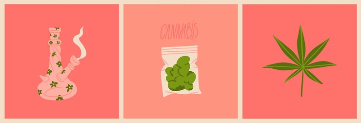 Vecteur dessinés à la main vecteur abstrait clip art graphique illustration d'accessoires de fumer de la marijuana médicale