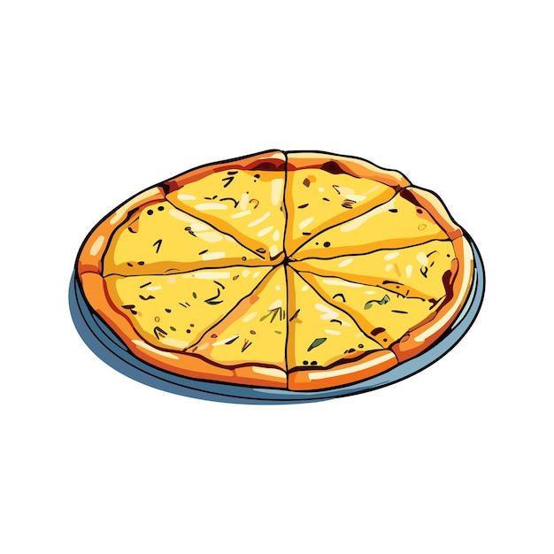 Vecteur dessinez à la main une pizza avec divers ingrédients dans le style de dessin animé entier et haché vecteur d'icône de pizza