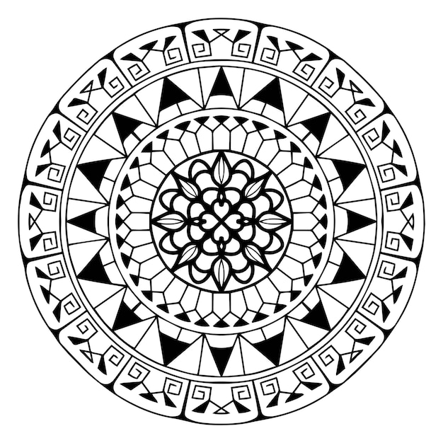 Dessinez un mandala en noir et blanc à colorier. Conception de vecteur. illustration EPS10