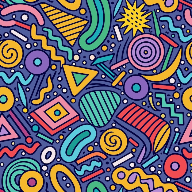 Des dessins abstraits avec des formes géométriques et des lignes colorées