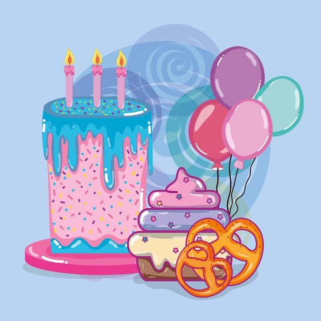 Vecteur dessins animés de bonbons d'anniversaire