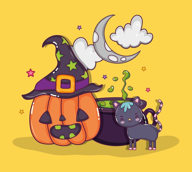 Dessins Animés De Chat D'halloween