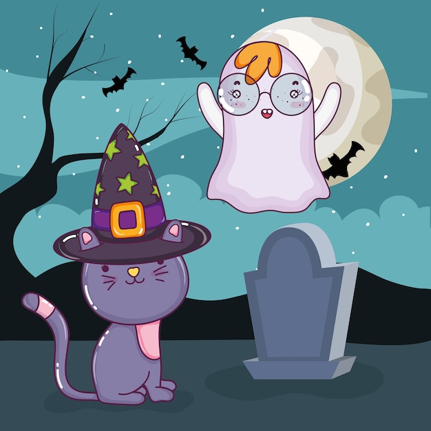 Dessins Animés De Chat Mignon Halloween