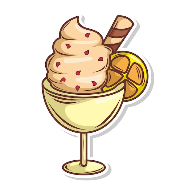 Vecteur des dessins animés de crème glacée dessinés à la main