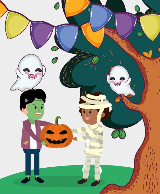 Vecteur dessins animés enfants halloween