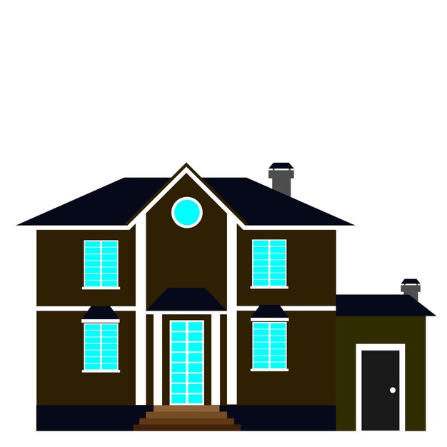 Vecteur des dessins animés sur la façade d'une maison, des illustrations vectorielles résidentielles